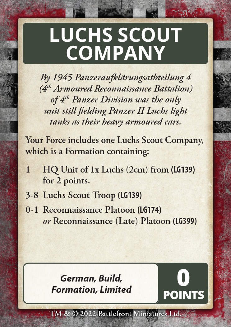 Berlin German - Command Card Recon Formations