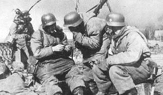 German troops enjoy a cigarette