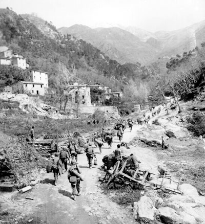 Troops on the move in the Italian countryside
