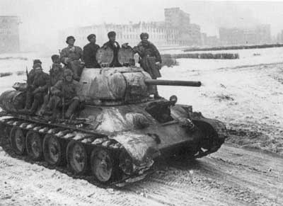 Soviet Troops riding into Kharkov