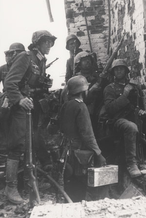 German troops taking cover