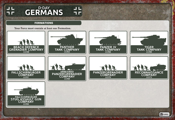 D-Day German Formations Card