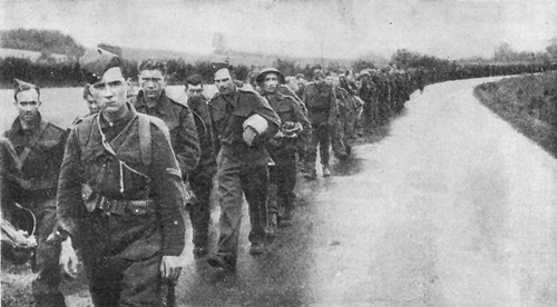 British POWs march into captivity