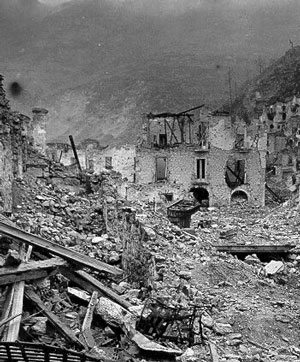 The rubble of Monte Cassino town.