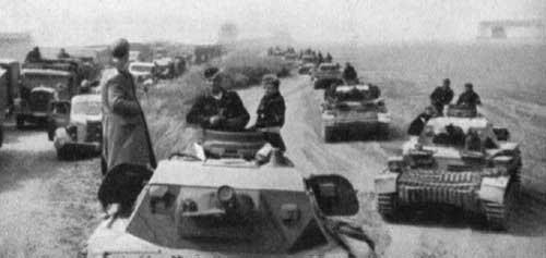Panzer halt during a march